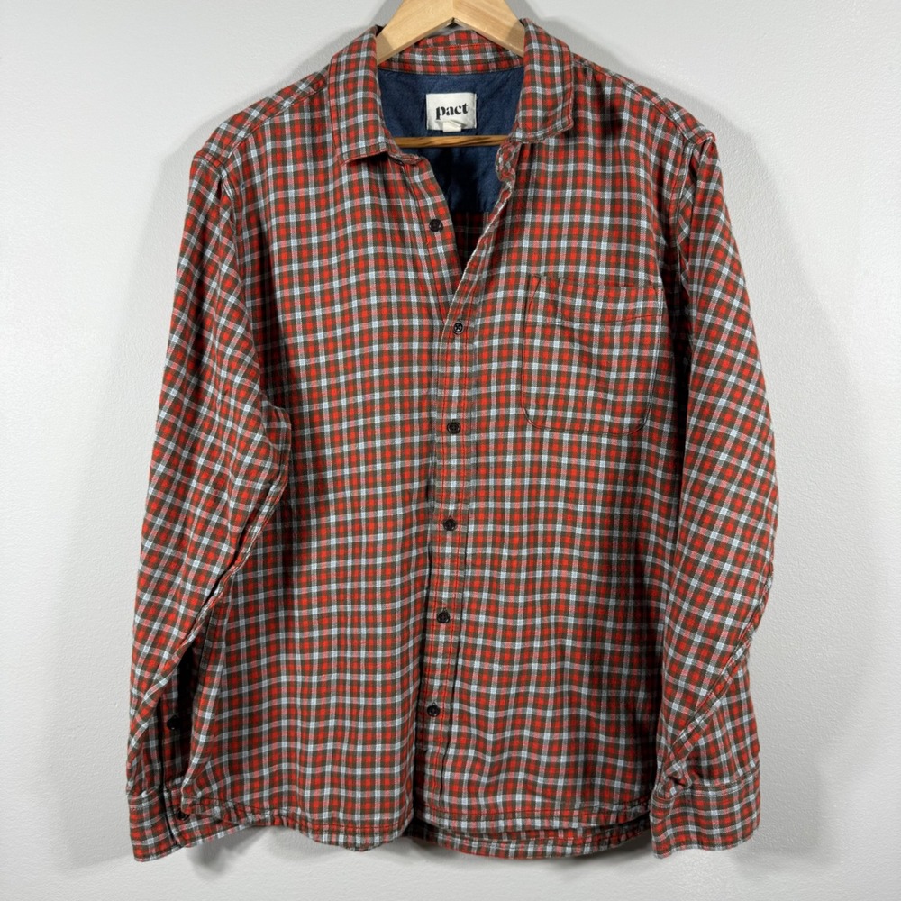 Pact Plaid Button-Up Shirt - Size XL